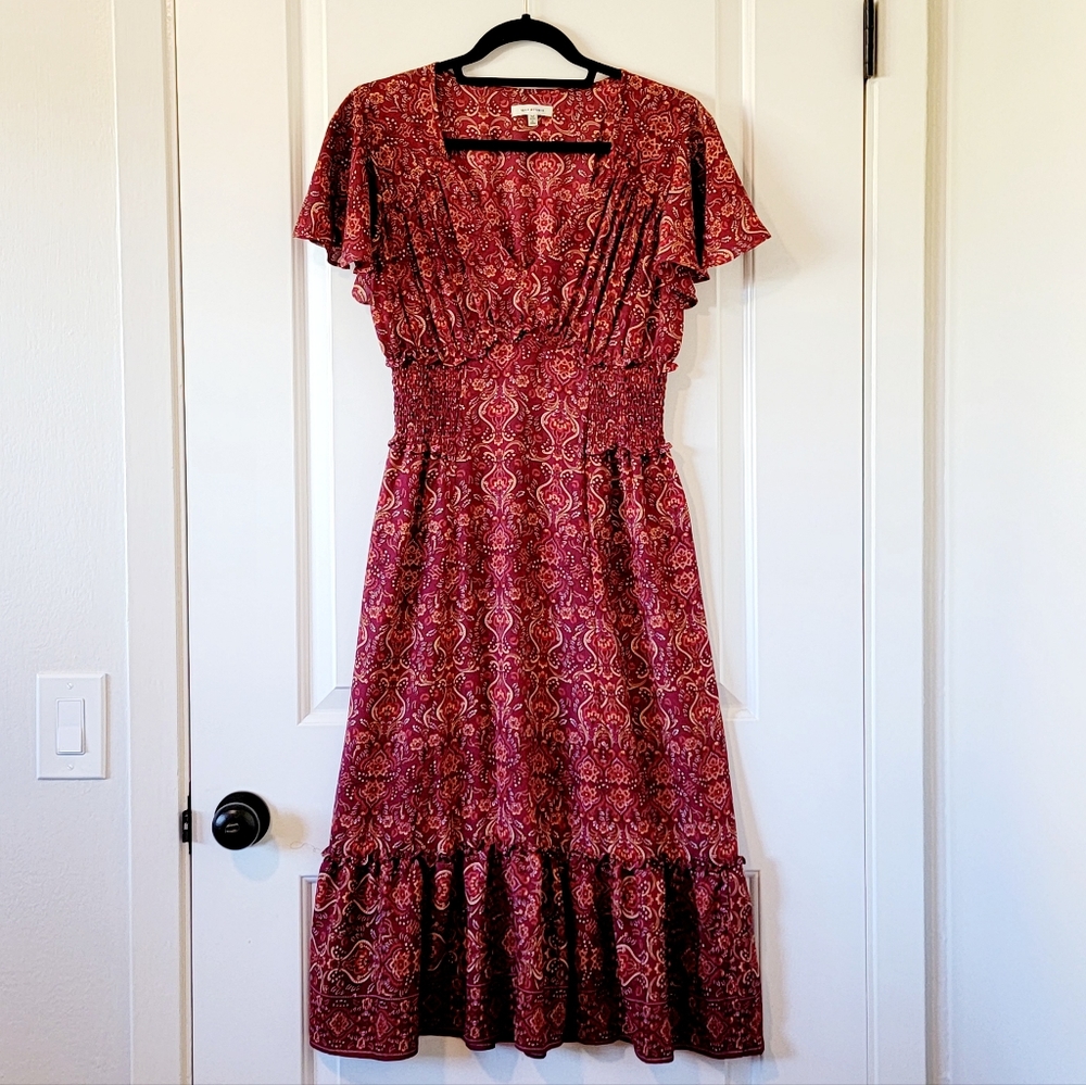 NWOT Max Studio Printed Ruffle Short Sleeve Dress - Size M